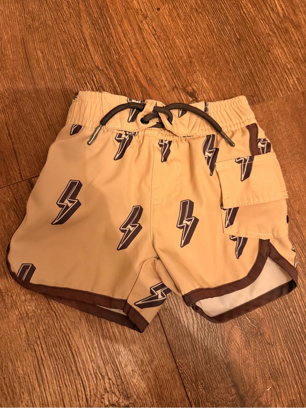 Sovereign Code Boys yellow Swim Trunks with Lightning Bolt Print